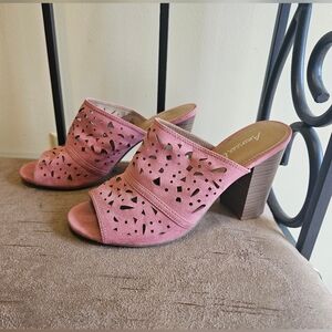 American Eagle Pink Open Toe Heels